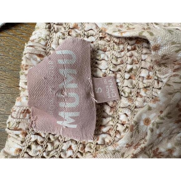 Show Me Your MuMu Cream Floral Puff Sleeve Maxi Dress 100%Cotton US Small - Picture 3 of 8